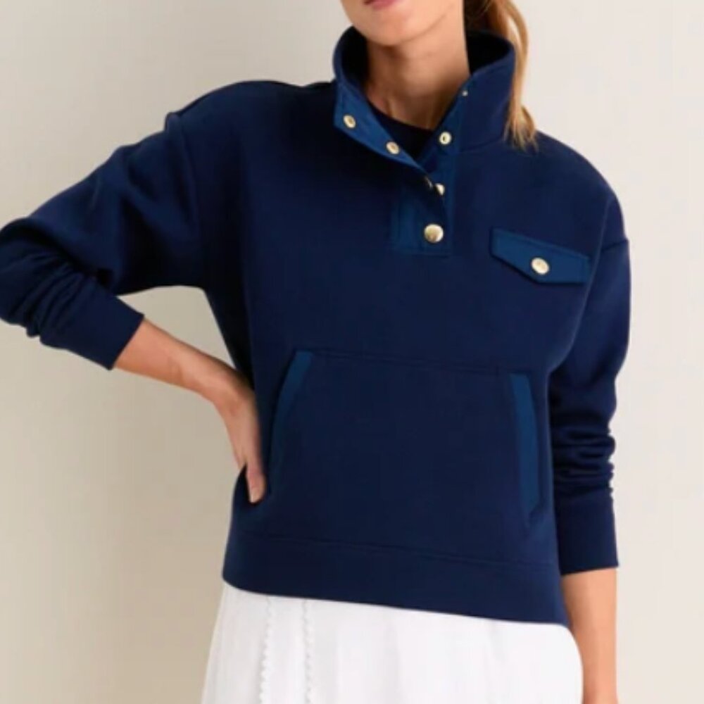 Tnuck Sport Navy Snap Neck Bailey Pullover - Size M - Picture 2 of 6